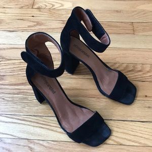Jeffrey Campbell Black Block Heel Suede Sandals